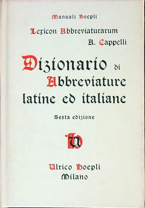 Dizionario di abbreviature latine ed italiane
