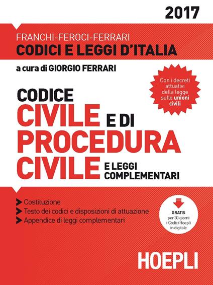 Codice civile e di procedura civile e leggi complementari - copertina