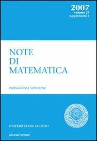 Note di matematica. Vol. 27\1 - copertina