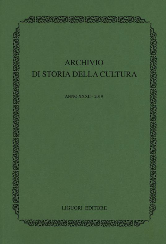 Archivio di storia della cultura (2019). Vol. 32 - copertina