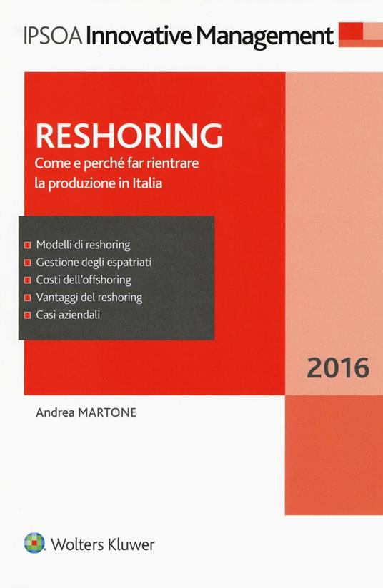 Reshoring. Come e perché far rientrare la produzione in Italia - Andrea Martone - copertina