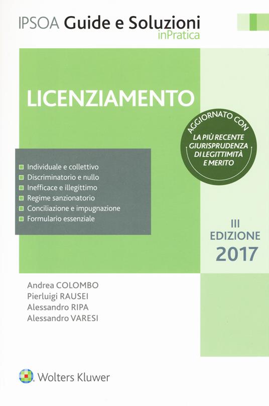 Licenziamento. Con Contenuto digitale per download e accesso online - Andrea Colombo,Pierluigi Rausei,Alessandro Ripa - copertina