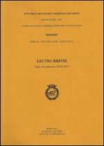 Lectio brevis (anno accademico 2010-2011)