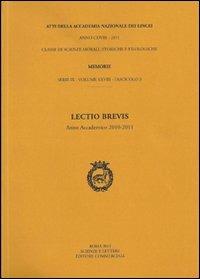Lectio brevis (anno accademico 2010-2011) - copertina