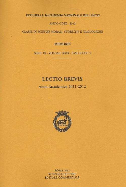 Lectio brevis (anno accademico 2012) - copertina