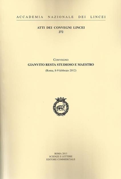 Gianvito Resta studioso e maestro (Roma, 8-9 febbraio 2012) - copertina