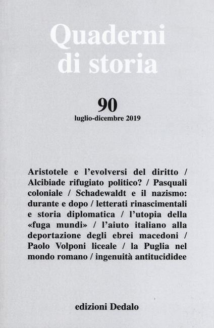 Quaderni di storia (2019). Vol. 90 - copertina
