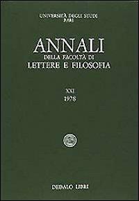 Annali della facoltà lettere e filosofia Università di Bari Vol. 11