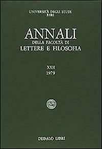 Annali della facoltà lettere e filosofia Università di Bari Vol. 12