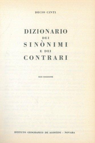 Dizionario dei sinonimi e dei contrari - copertina
