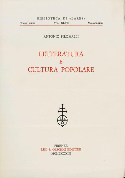 Letteratura e cultura popolare - Antonio Piromalli - copertina