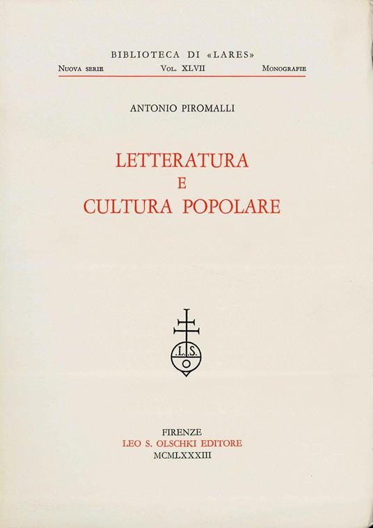 Letteratura e cultura popolare - Antonio Piromalli - copertina