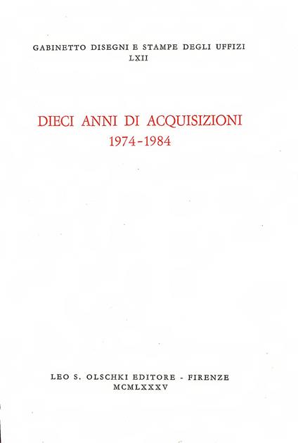 Dieci anni di acquisizioni (1974-1984) - copertina