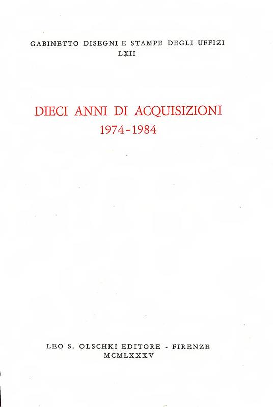 Dieci anni di acquisizioni (1974-1984) - copertina