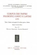 Corpus dei papiri filosofici greci e latini. Testi e lessico nei papiri di cultura greca e latina. Vol. 1: Autori noti