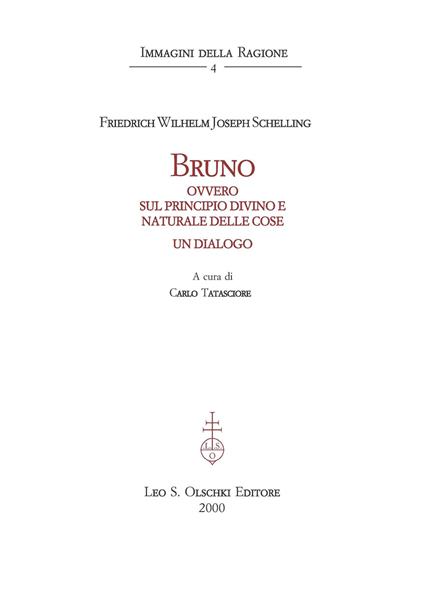 Bruno ovvero sul principio divino e naturale delle cose. Un dialogo - Friedrich W. Schelling - copertina