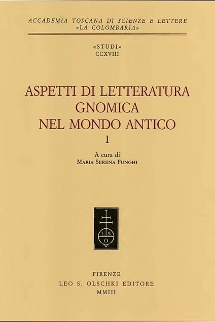 Aspetti di letteratura gnomica nel mondo antico - copertina