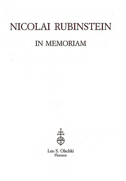 Nicolai Rubinstein. In Memoriam - copertina