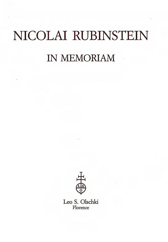 Nicolai Rubinstein. In Memoriam - copertina