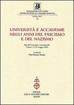Università e accademie negli anni del fascismo e del nazismo