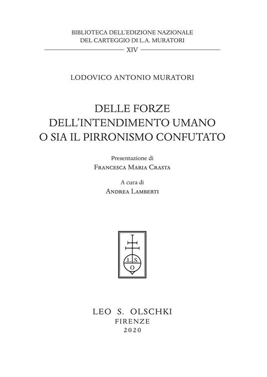 Delle forze dell'intendimento umano o sia il pirronismo confutato - copertina