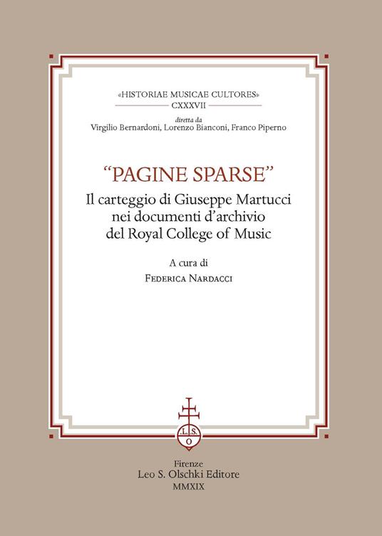 «Pagine sparse». Il carteggio di Giuseppe Martucci nei documenti d'Archivio del Royal College of Music - copertina
