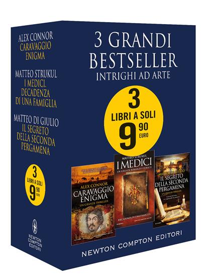 3 grandi bestseller. Intrighi ad arte: Caravaggio enigma-I Medici. Decadenza di una famiglia-Il segreto della seconda pergamena - Alex Connor,Matteo Strukul,Matteo Di Giulio - copertina