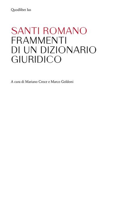 Frammenti di un dizionario giuridico - Santi Romano - copertina
