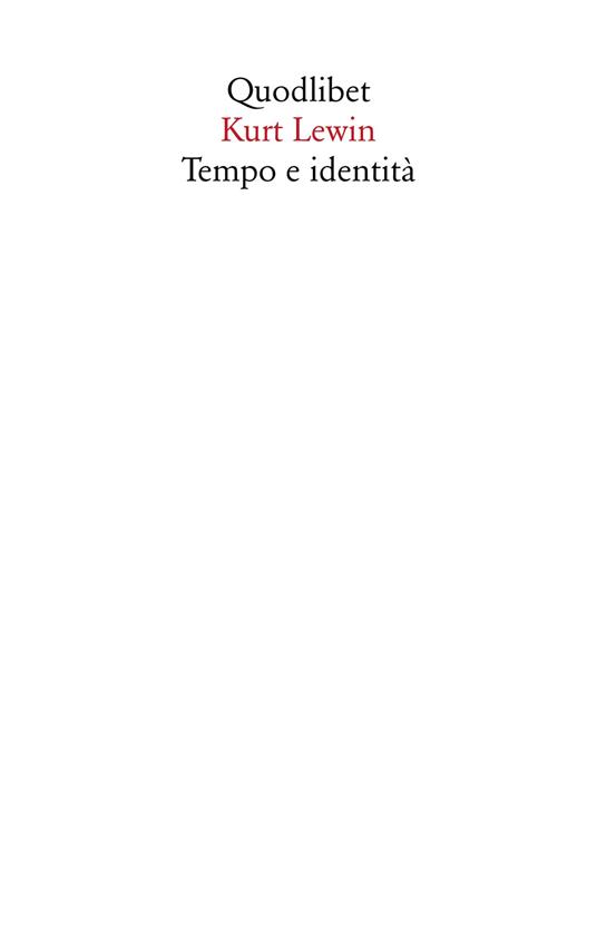Tempo e identità - Kurt Lewin - copertina