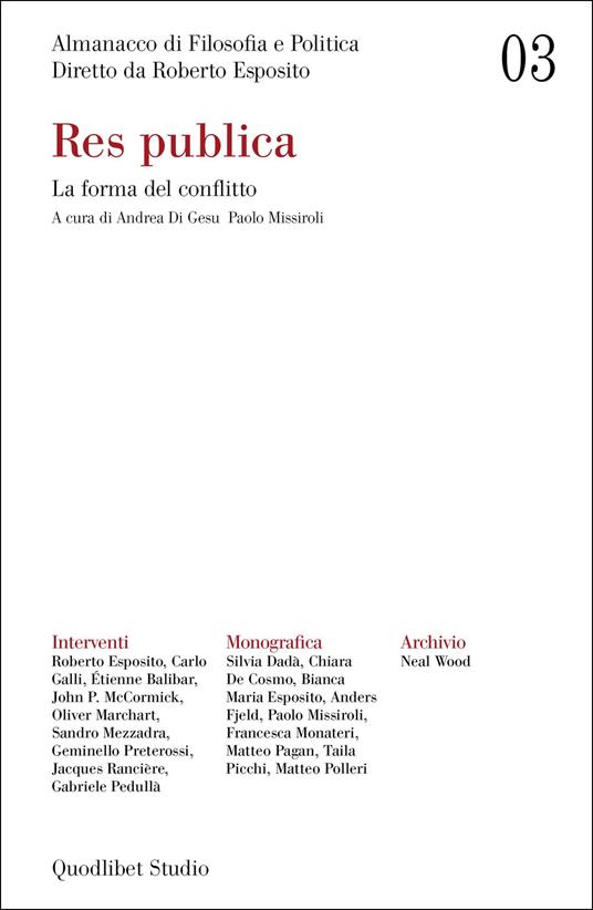 Almanacco di filosofia e politica (2021). Vol. 3: Res publica. La forma del conflitto. - copertina
