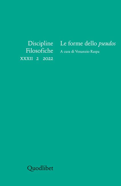 Le forme dello pseudos. Discipline filosofiche XXXII 2 2022 - copertina