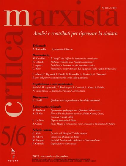 Critica marxista (2021). Vol. 5-6 - copertina