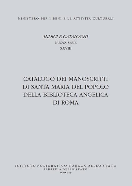 Catalogo dei manoscritti di Santa Maria del Popolo della Biblioteca Angelica di Roma - copertina