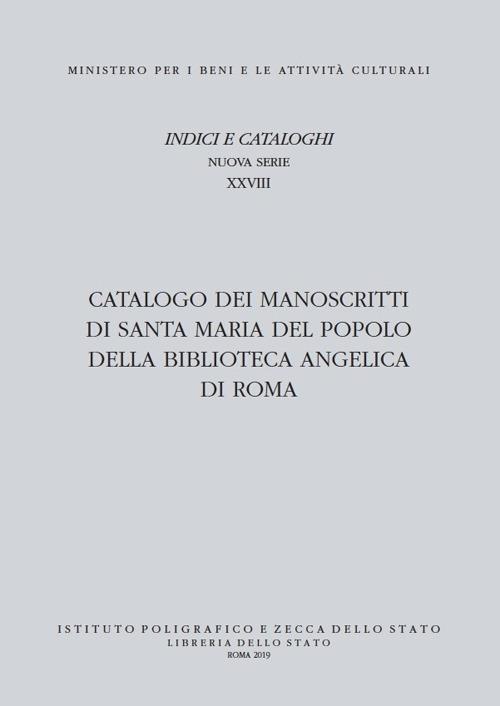 Catalogo dei manoscritti di Santa Maria del Popolo della Biblioteca Angelica di Roma - copertina