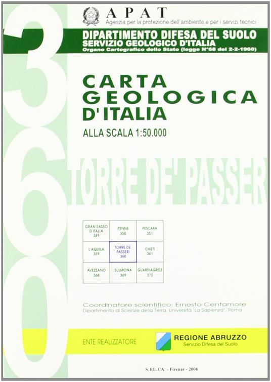 Carta geologica 1:50.000 F° 360. Torre de' Passeri - copertina