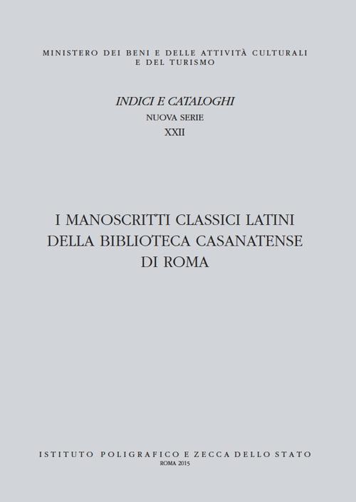 Catalogo dei manoscritti classici latini della Biblioteca Casanatense di Roma - copertina
