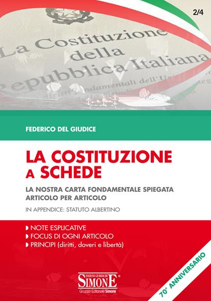 La Costituzione a schede. La nostra Carta fondamentale spiegata Articolo per Articolo - Federico Del Giudice - ebook