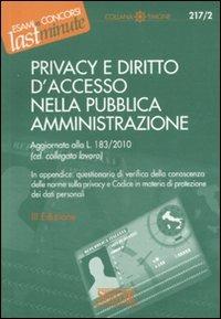 Privacy e diritto d'accesso nella pubblica amministrazione - copertina