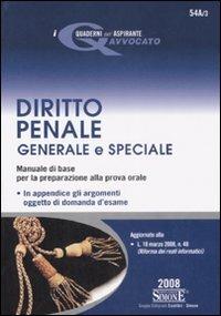 Diritto penale generale e speciale - copertina