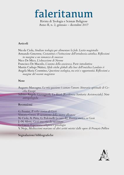 Faleritanum. Rivista di teologia e scienze religiose (2017). Vol. 2 - copertina
