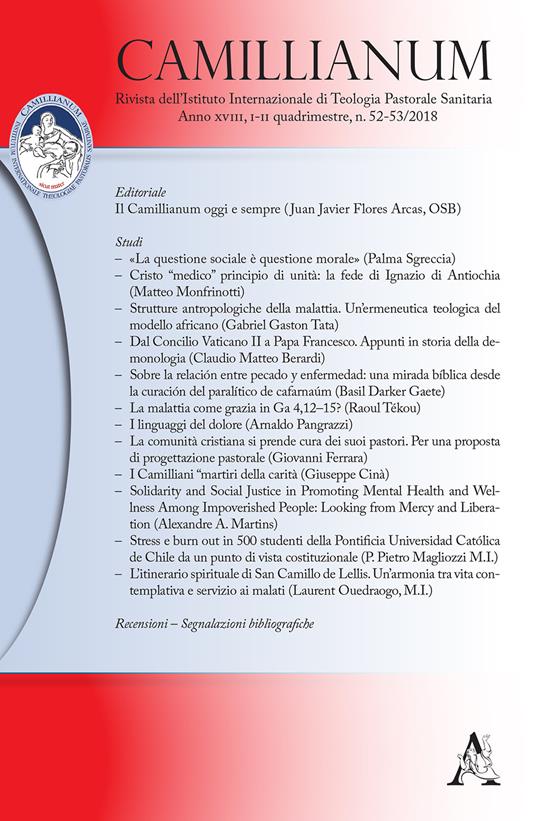 Camillianum. Rivista dell'Istituto internazionale di Teologia Pastorale Sanitaria (2018). Vol. 52-53 - copertina