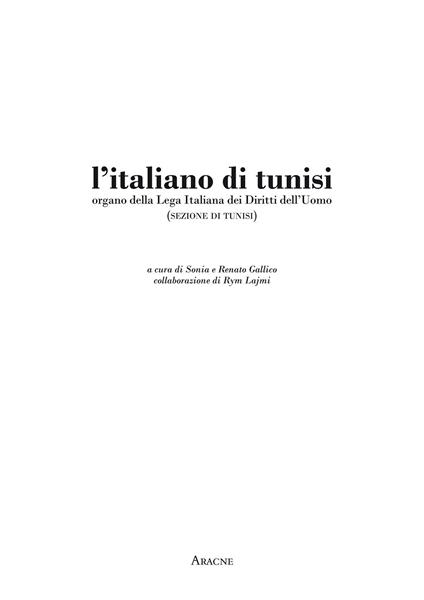 L' Italiano di Tunisi. Organo della Lega Italiana dei Diritti dell'Uomo (sezione di Tunisi) - copertina