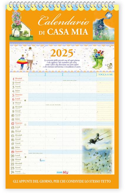 Gli appunti del giorno, per chi condivide lo stesso tetto. Calendario di casa mia 2025 - copertina