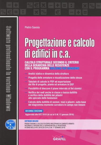 Progettazione e calcolo di edifici in c. a. Con software - Pietro Savoia - copertina