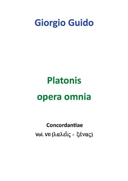 Platonis opera omnia. Concordantiae. Vol. 7 - Giorgio Guido - copertina