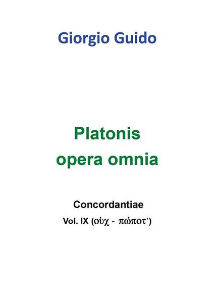 Platonis opera omnia. Concordantiae. Vol. 4 - Giorgio Guido - copertina