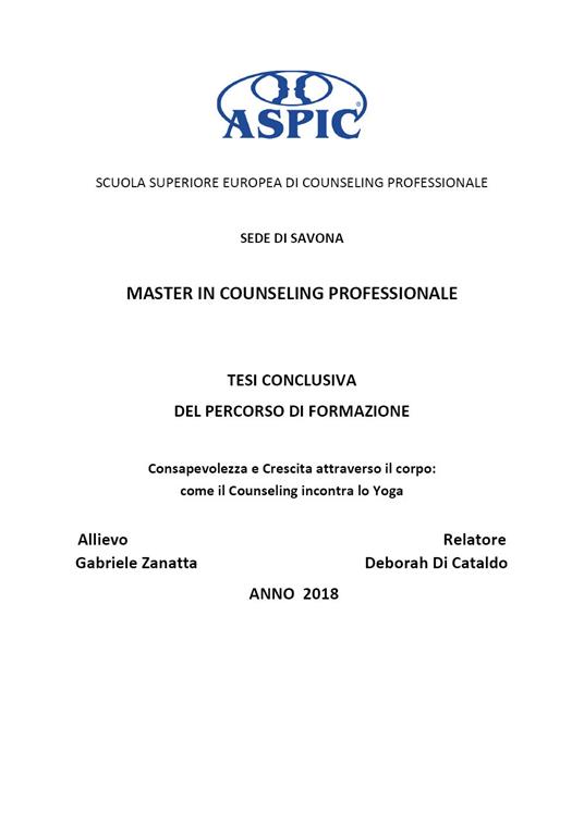 Consapevolezza e crescita attraverso il corpo: come il counseling incontra lo yoga - Gabriele Zanatta - copertina