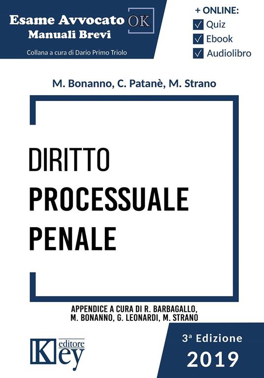 Diritto processuale penale - Manuela Bonanno,Chiara Patanè,Marianna Strano - copertina