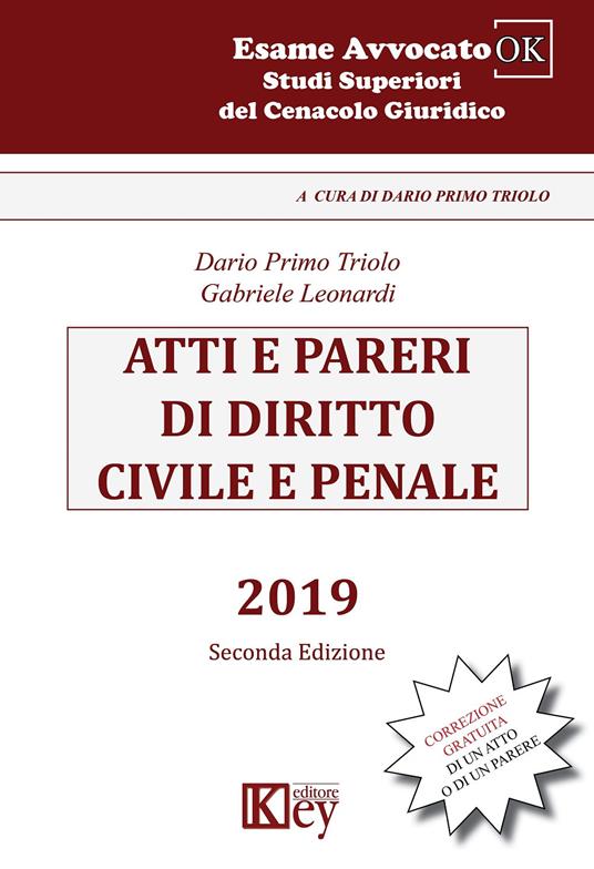 Atti e pareri di diritto civile e penale - Dario Primo Triolo,Gabriele Leonardi - copertina