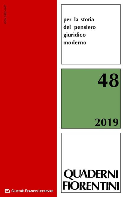 Quaderni fiorentini per la storia del pensiero giuridico moderno (2019). Vol. 48 - copertina